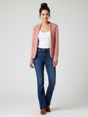 Hybrid & Co | 2000’s Pink long sleeve front clasp short blazer size large